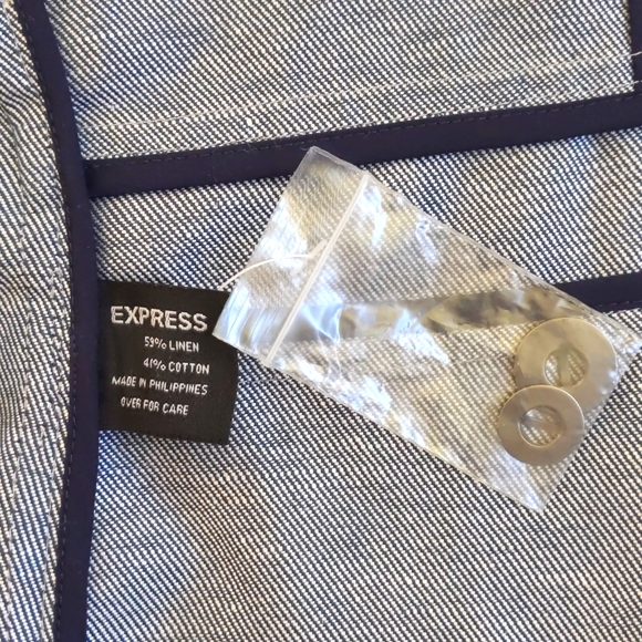 NWOT. Express Linen and Cotton Blue/Grey Lightweight Blazer. - Picture 8 of 8